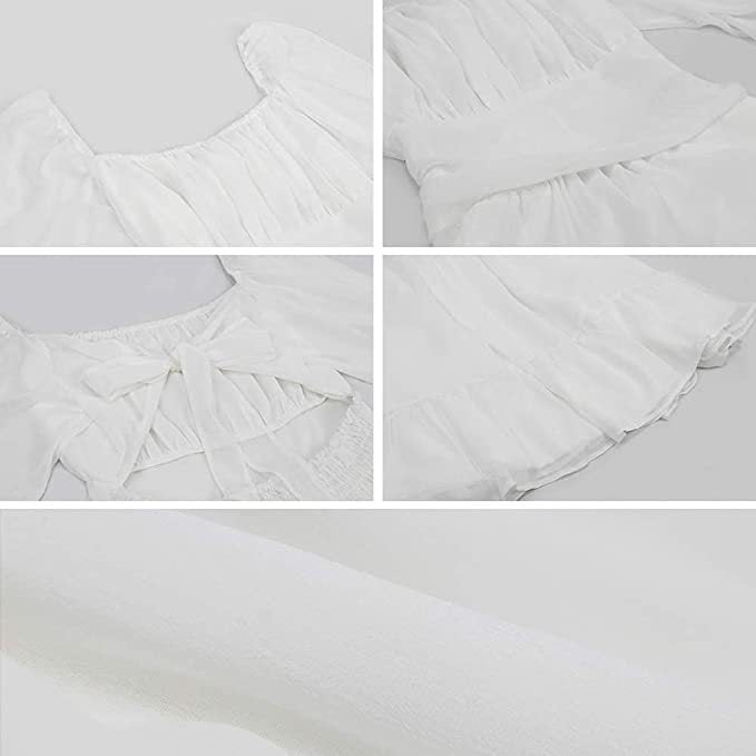 Gathered Blythe Puff Sleeve Dress White