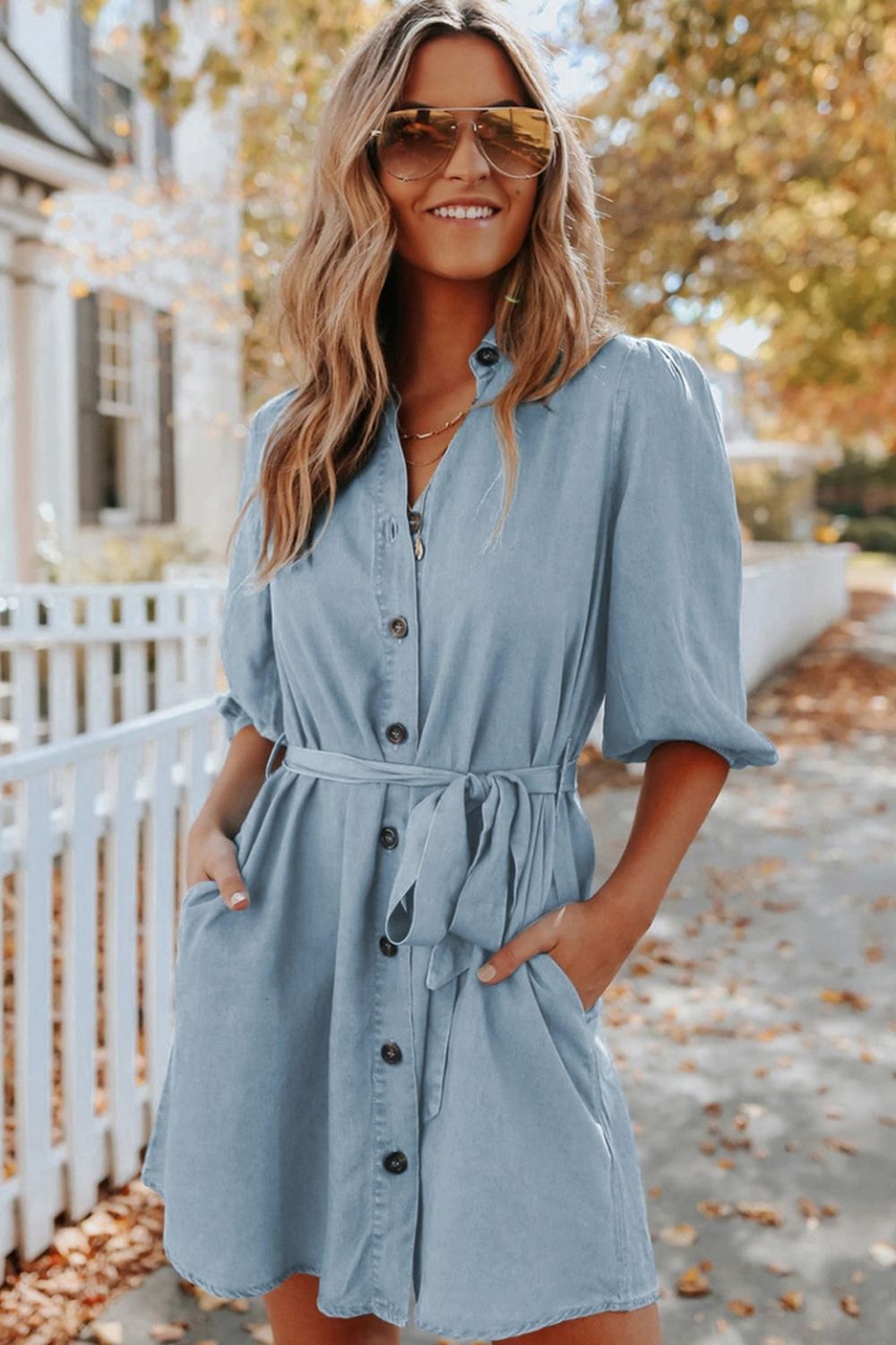 Tencel Hugo Pocketed Chambray Shirt Dress
