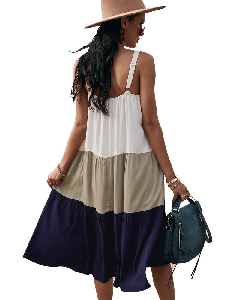 Cotton Rexy Colorblock Tiered Midi Dress