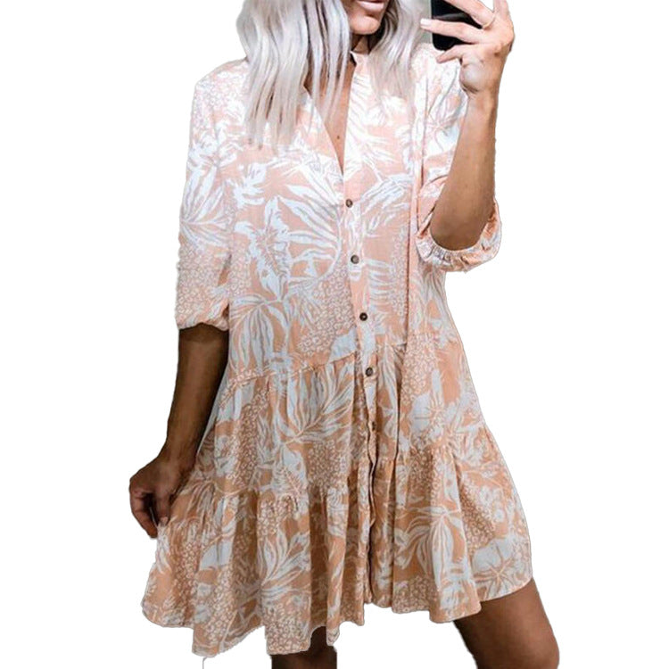 Satin Fleur Paisley Button Down Shirt Dress
