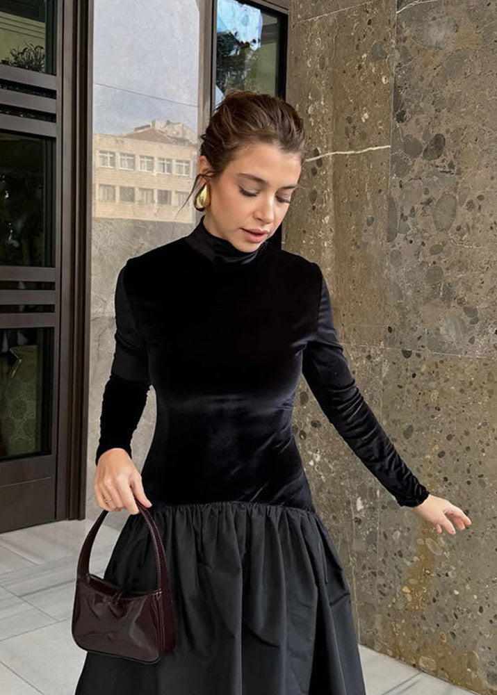 Velvet Elise & Taffeta Maxi Dress
