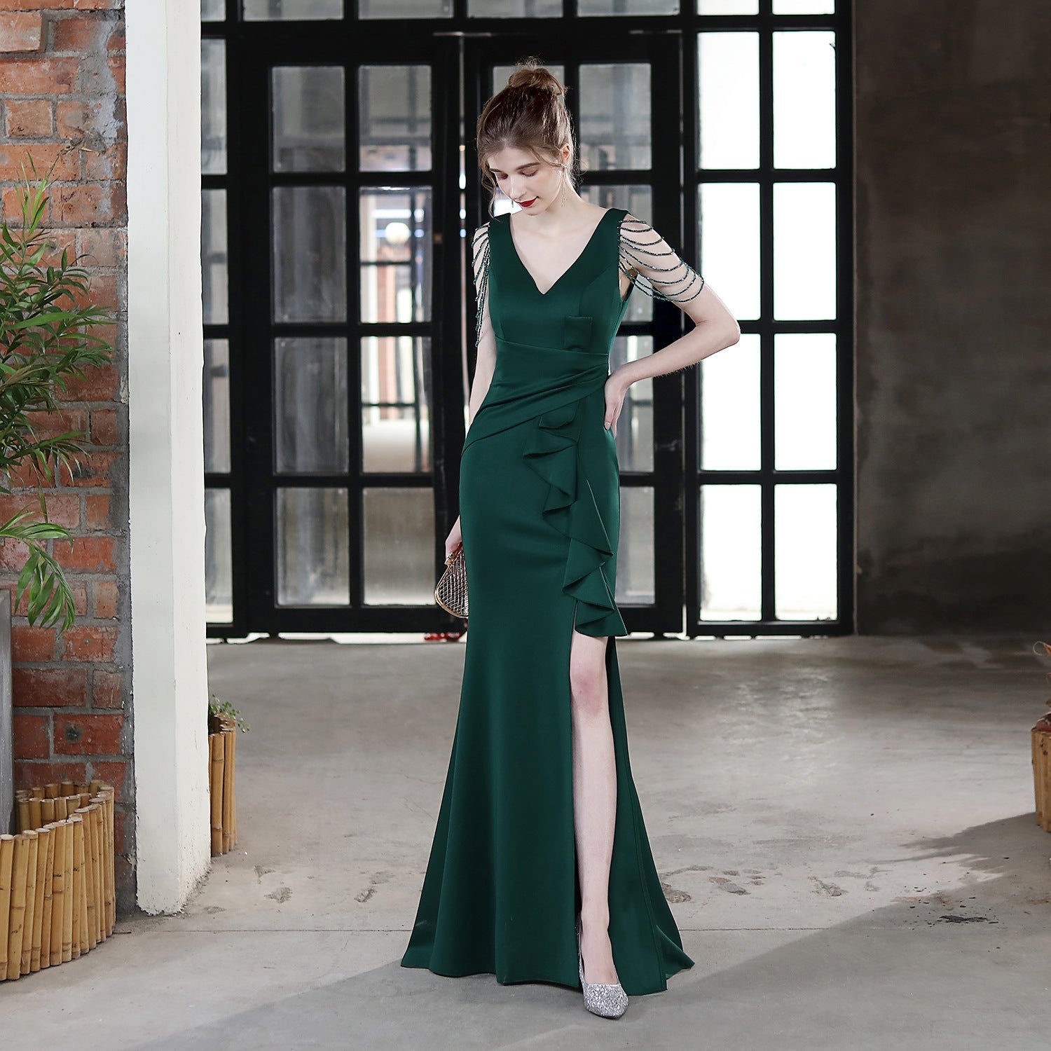 Toast Dress Bride Extended Sling Appreciation Dinner Slim-Fit Fishtail Wedding Car Model Exhibition Dress