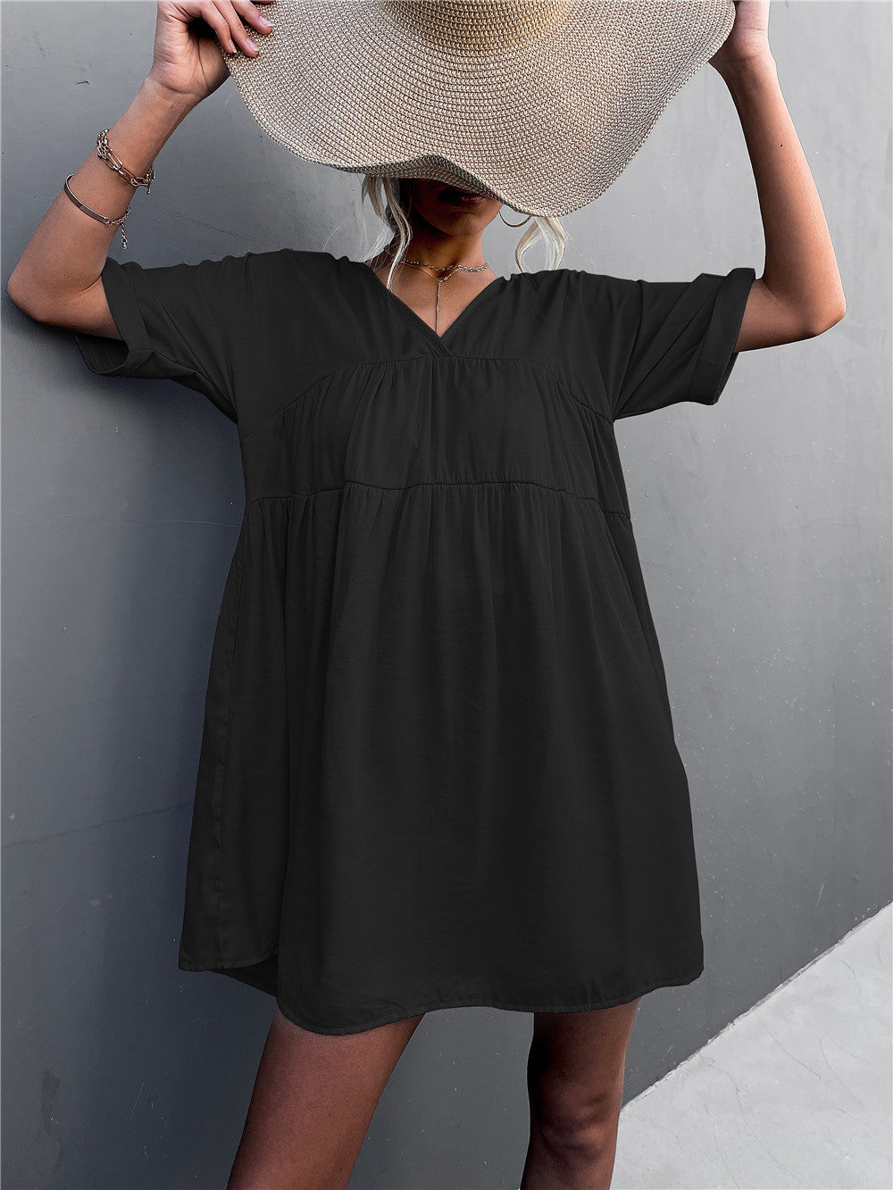 To Cheers Summer Pocketed Tassel Dress Black