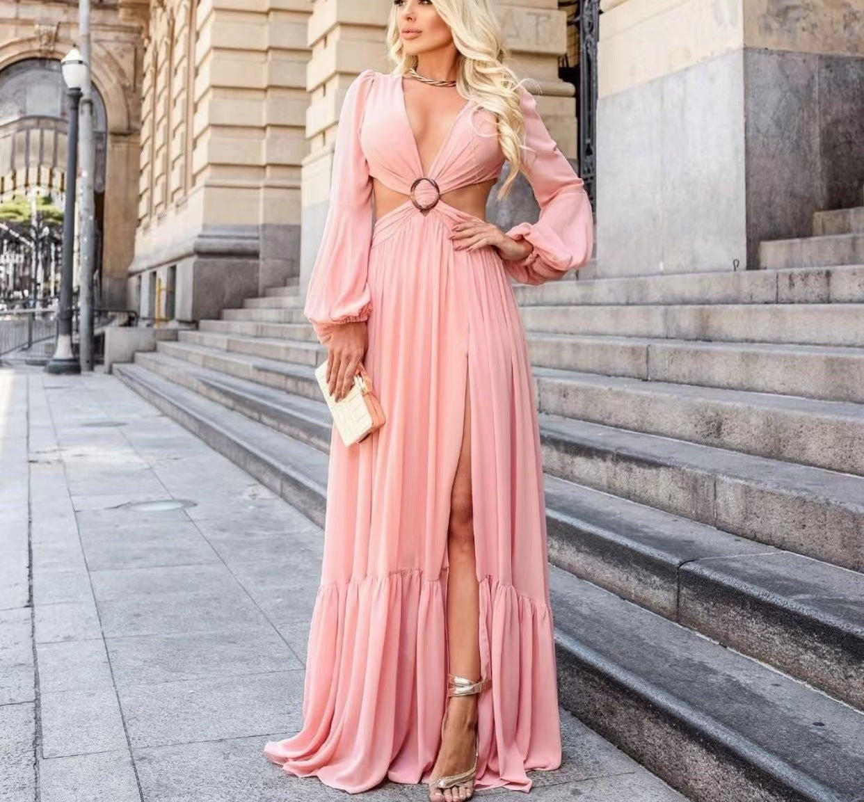 Veronique Cotton Blend Cutout Maxi Dress Orchid FINAL