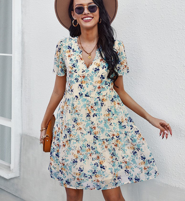 Follow Through Flower Tiered Midi Dress