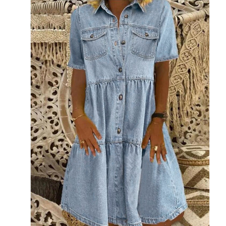 Tencel Footloose Button Down Tiered Dress