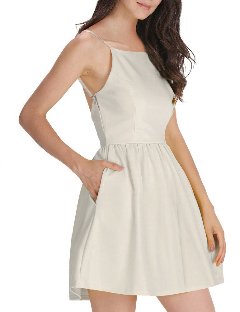 Pocketed Magali Babydoll Dress Cream