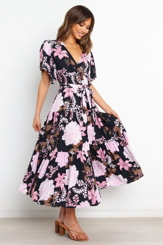 Duffy Botanical Puff Sleeve Babydoll Dress