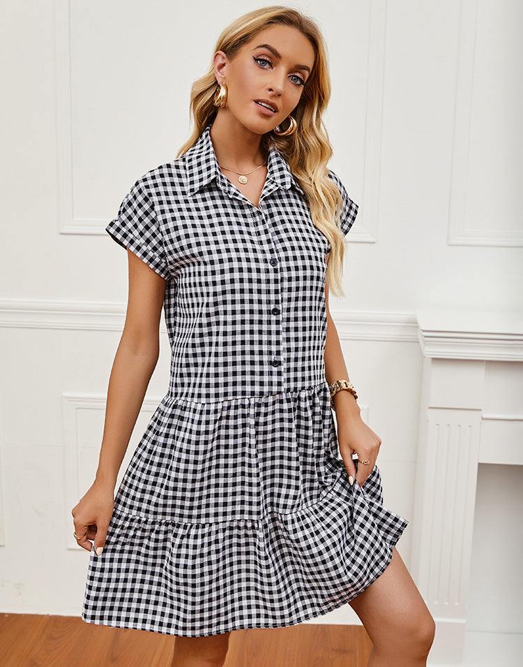 Plaid Dooley Button Down Babydoll Dress