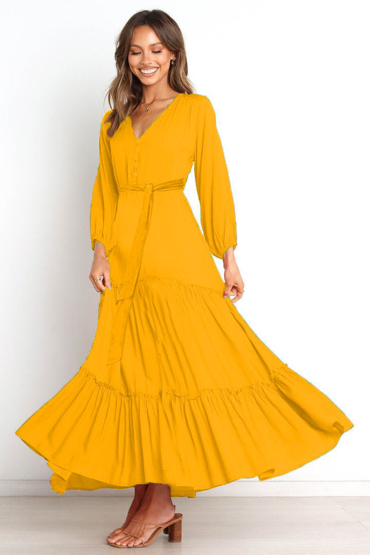 Swiss Mira Dot Embroidered Midi Dress Mustard