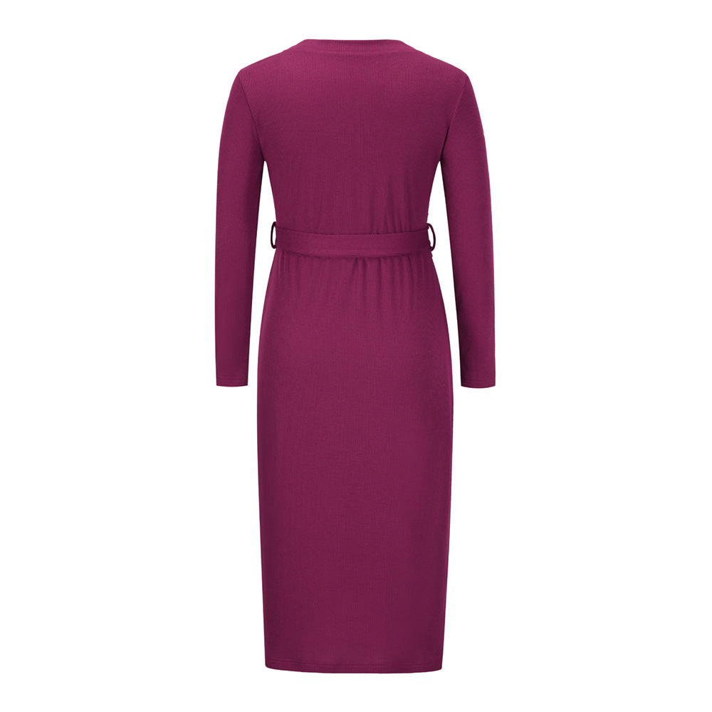 Ribbed Sakura Knit Midi Dress Mulberry