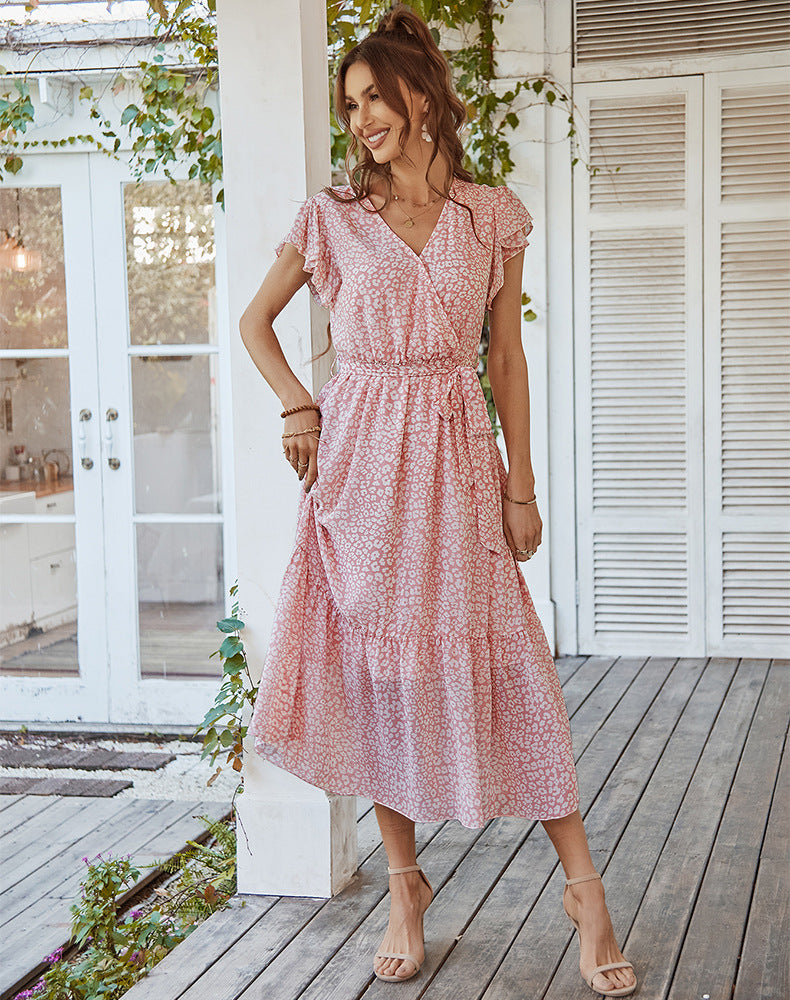 Wish Your Spotted Ruffle Midi Dress