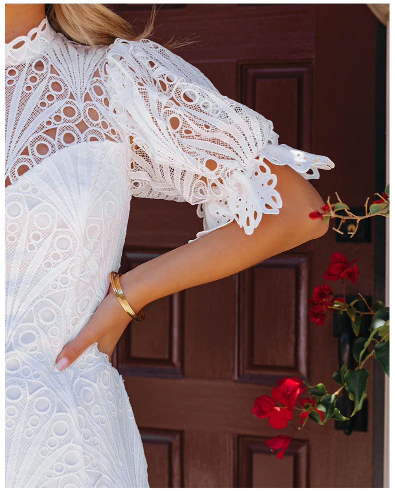 lys������������������������������������es Champs Embroidered Lace Dress