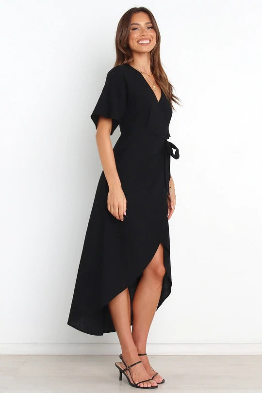 Move Bold Wrap Midi Dress Black