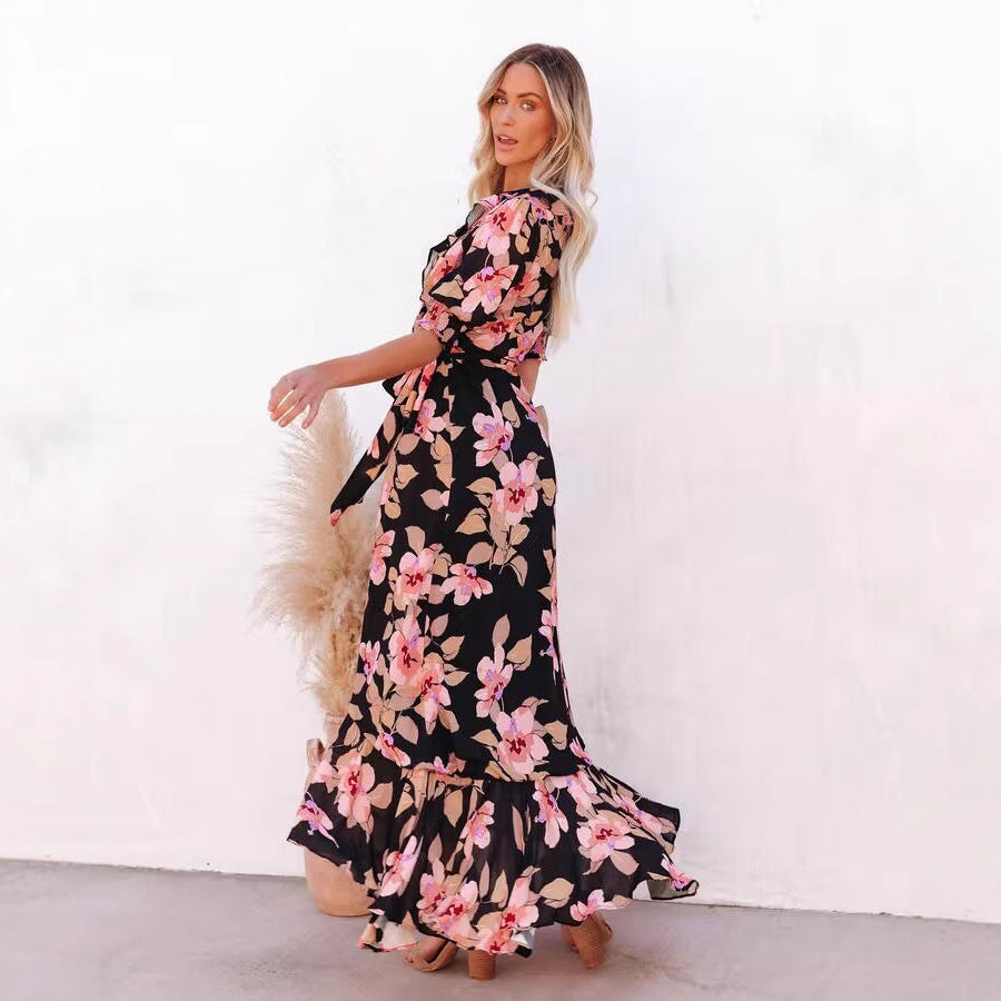 Paty Minimalist Women's Floral Wrap Maxi Dress Elevated Occasion Wear