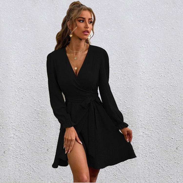 Bell Sequel Sleeve Tie Dress Black