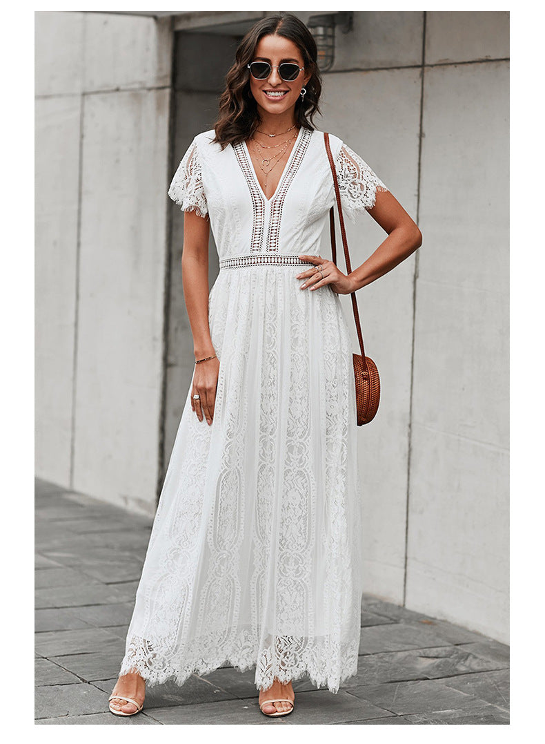 With Away The Breeze Lace Midi Dress