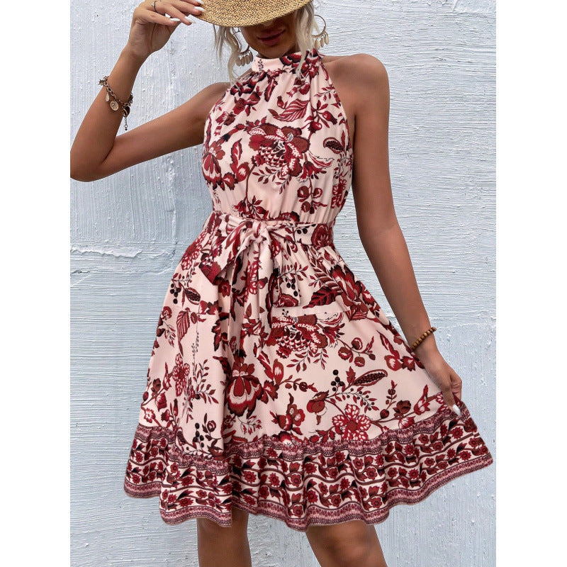 Paula Luxe Women's Flower Halter Back Mini Dress Elevated Occasion Wear