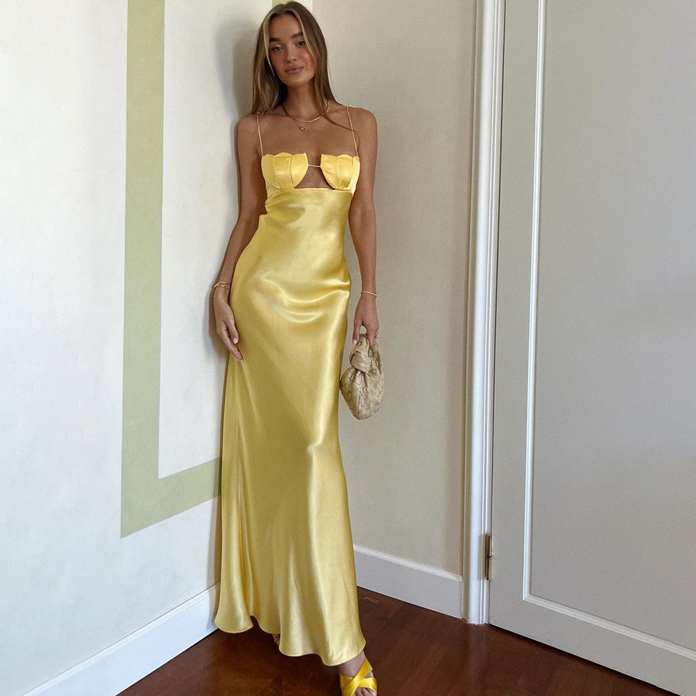 Chest Shell Cup Strap Dress Dress Backless Wearable