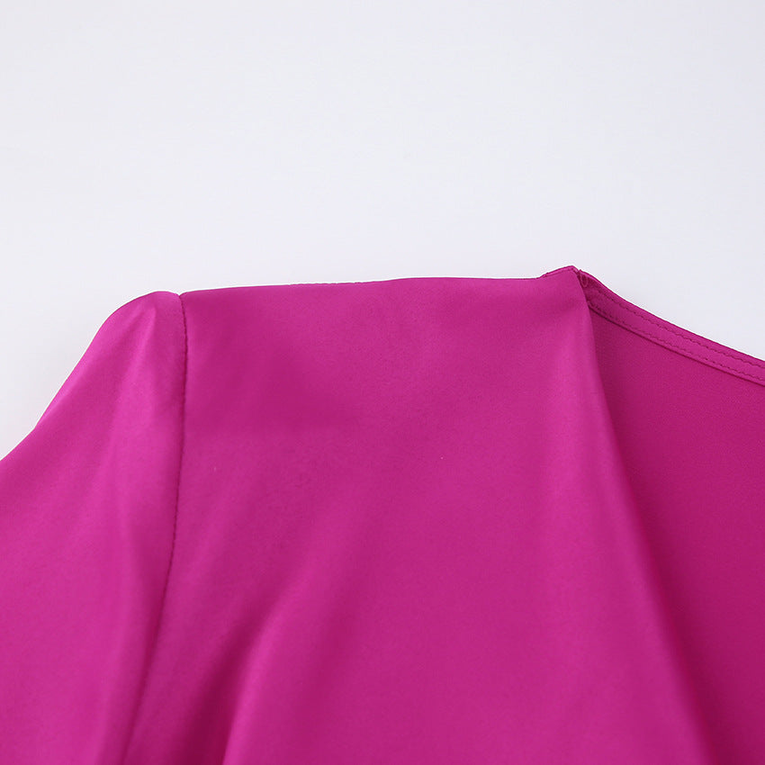 Satin Didi Drape Mini Dress Bright Fuchsia