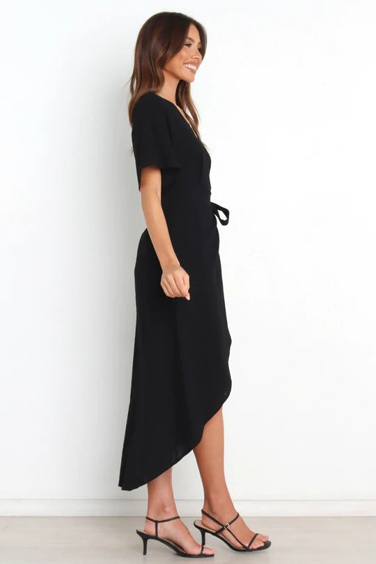 Move Bold Wrap Midi Dress Black