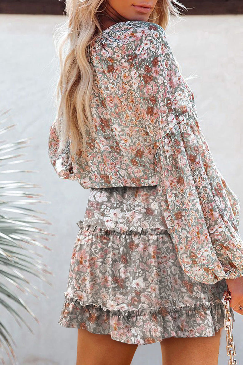 Pollen Flower Ruffle Tie Dress