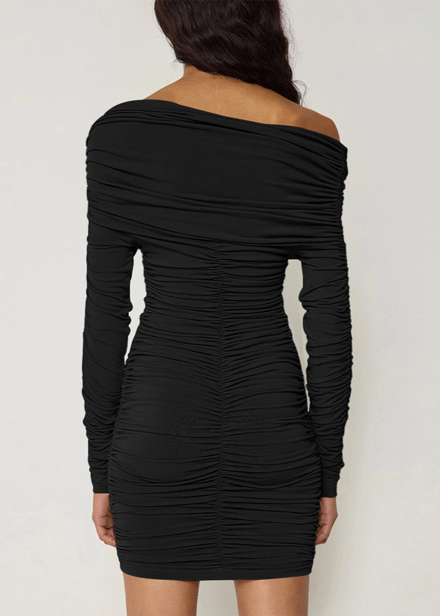 Off Isla Shoulder Ruched Mini Dress