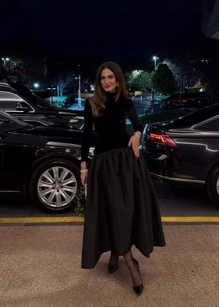 Velvet Elise & Taffeta Maxi Dress