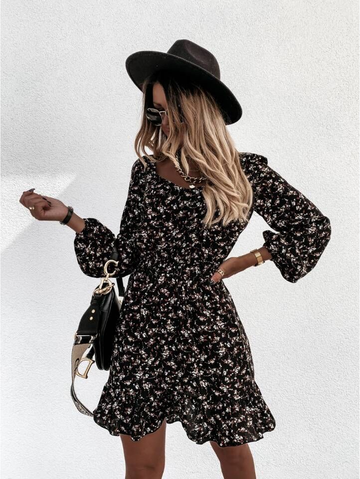 Romani Textured Botanical Shift Dress