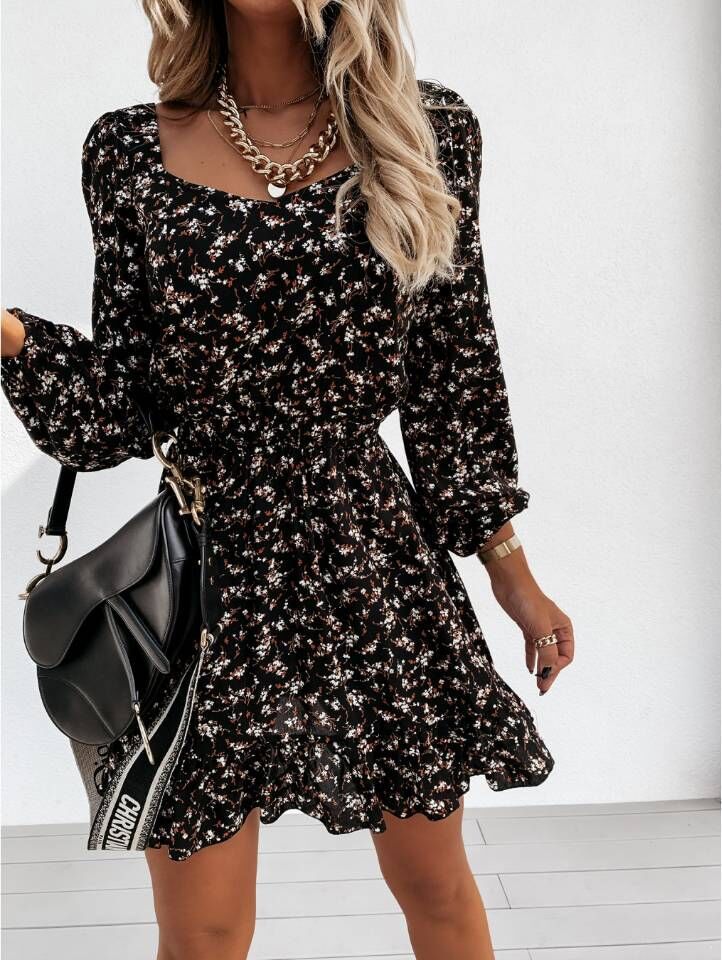 Romani Textured Botanical Shift Dress