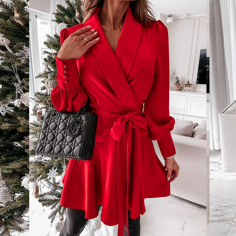 Dance Slow Satin Wrap Dress Red