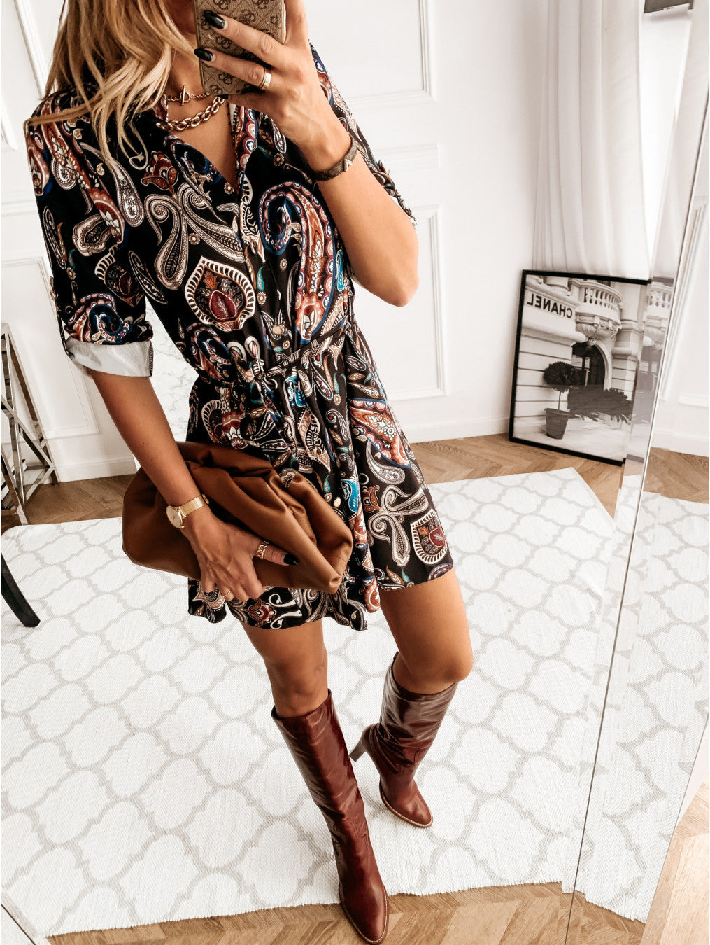 Printed Ridgewood Button Down Shirt Dress FINAL