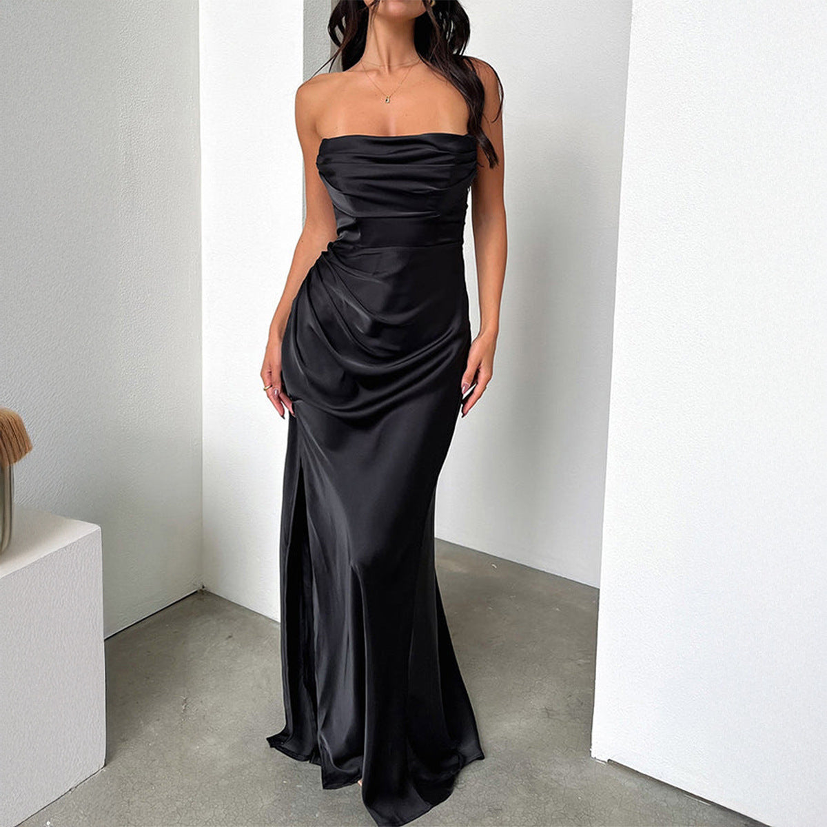Women Summer Refined Evening Solid Maxi Dress