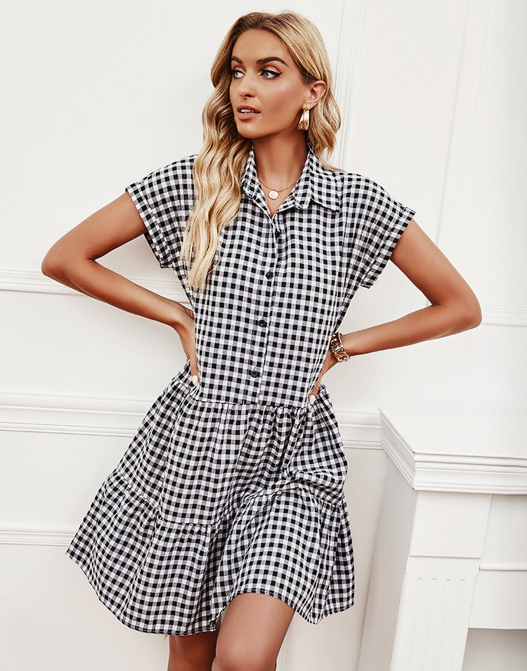 Plaid Dooley Button Down Babydoll Dress