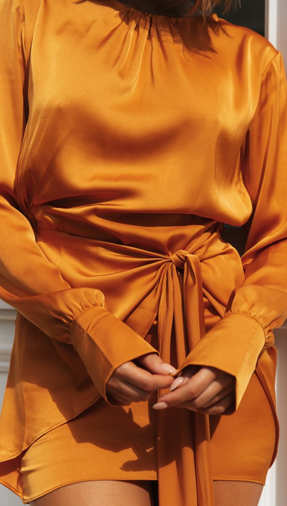 Idea Bright Tie Front Dress Marigold