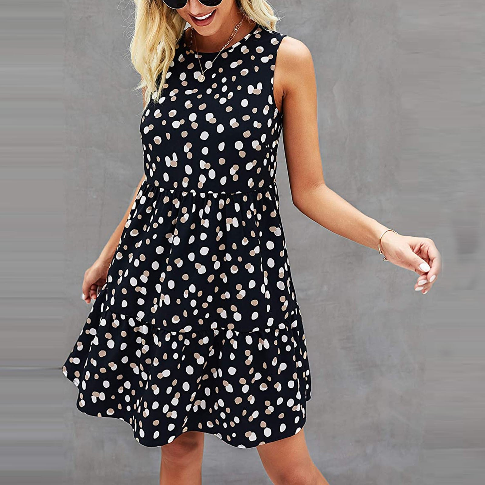Printed Karsyn Smocked Mini Dress Navy Off White