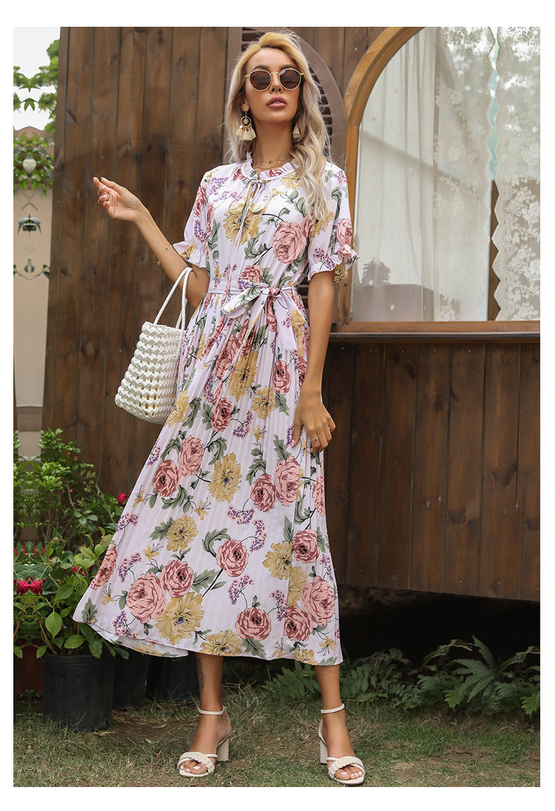 Printed Maybelle Pleated Midi Dress