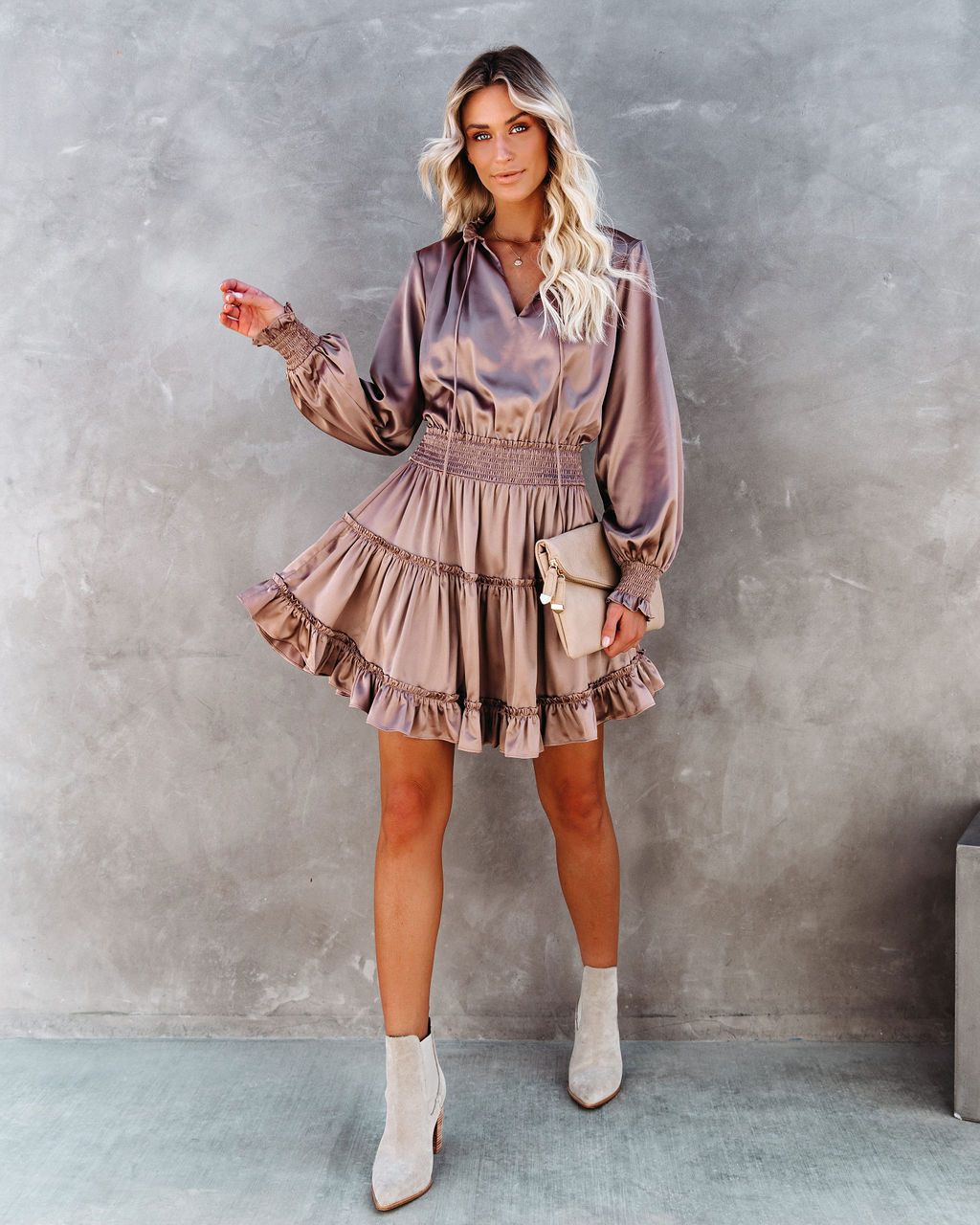 Satin Lena Midi Dress Champagne