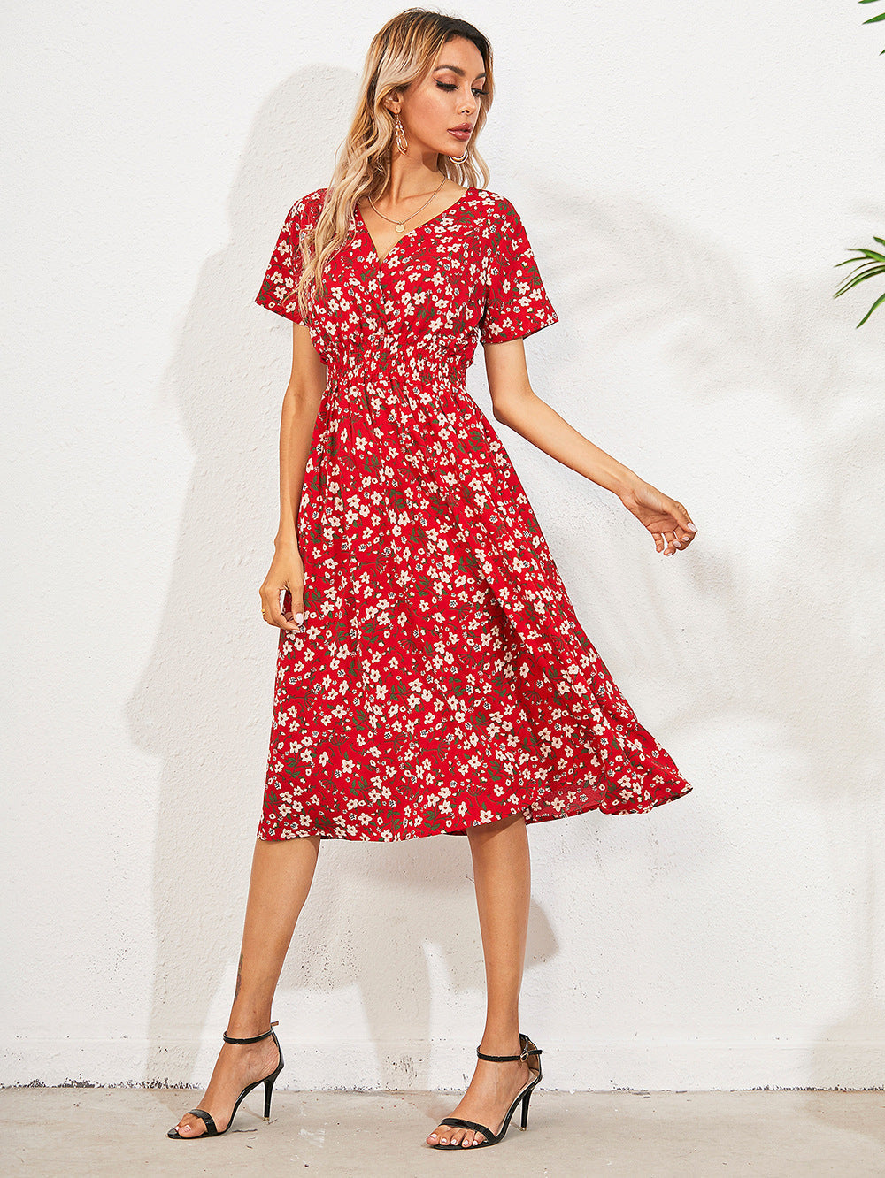 Theodora Botanical Ruffle Mini Dress FINAL