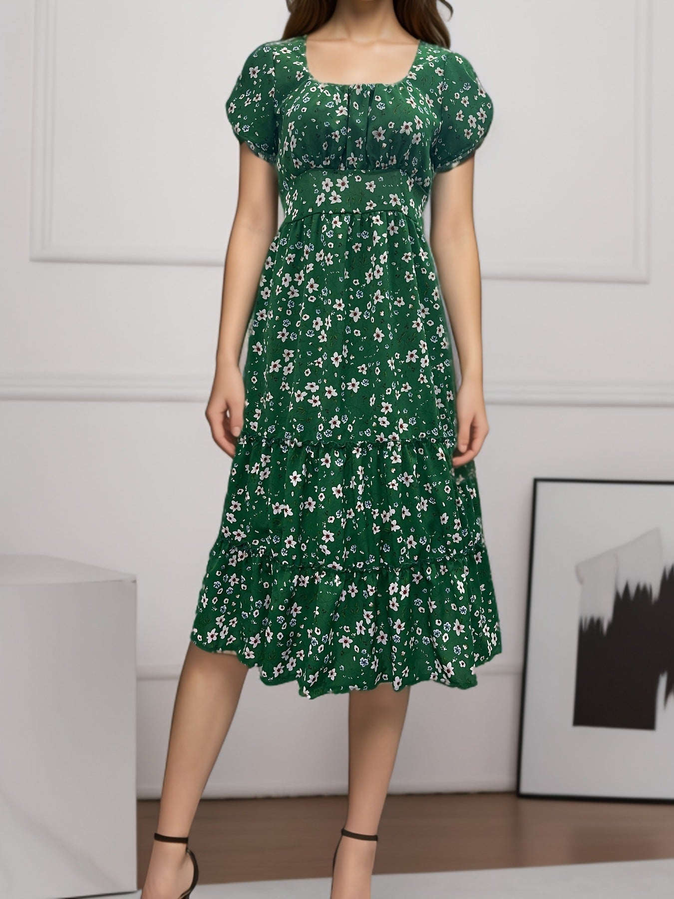 Cecilia Minimalist Women's Floral Pleated Maxi Dress Boutique Edit