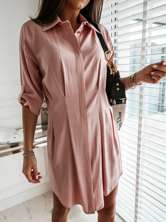 Cotton Harmony Button Down Shirt Dress Blush