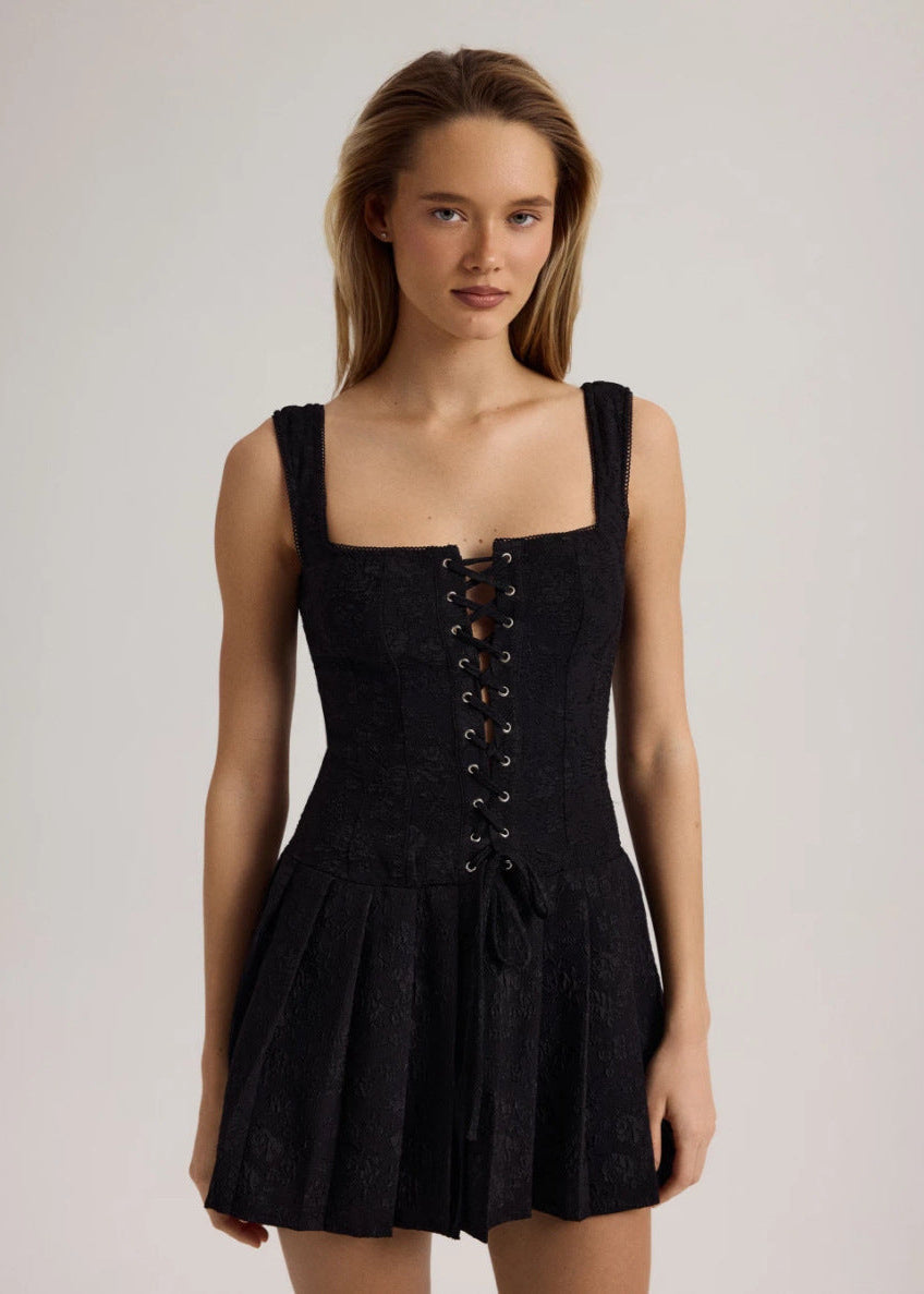 Lace Noir Up Corset Mini Dress