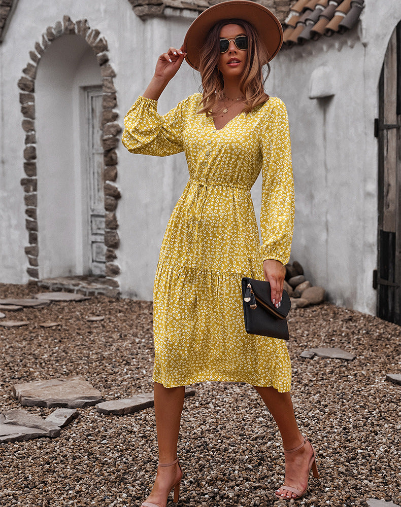 Sunshine On My Mind Flower Babydoll Dress Mustard