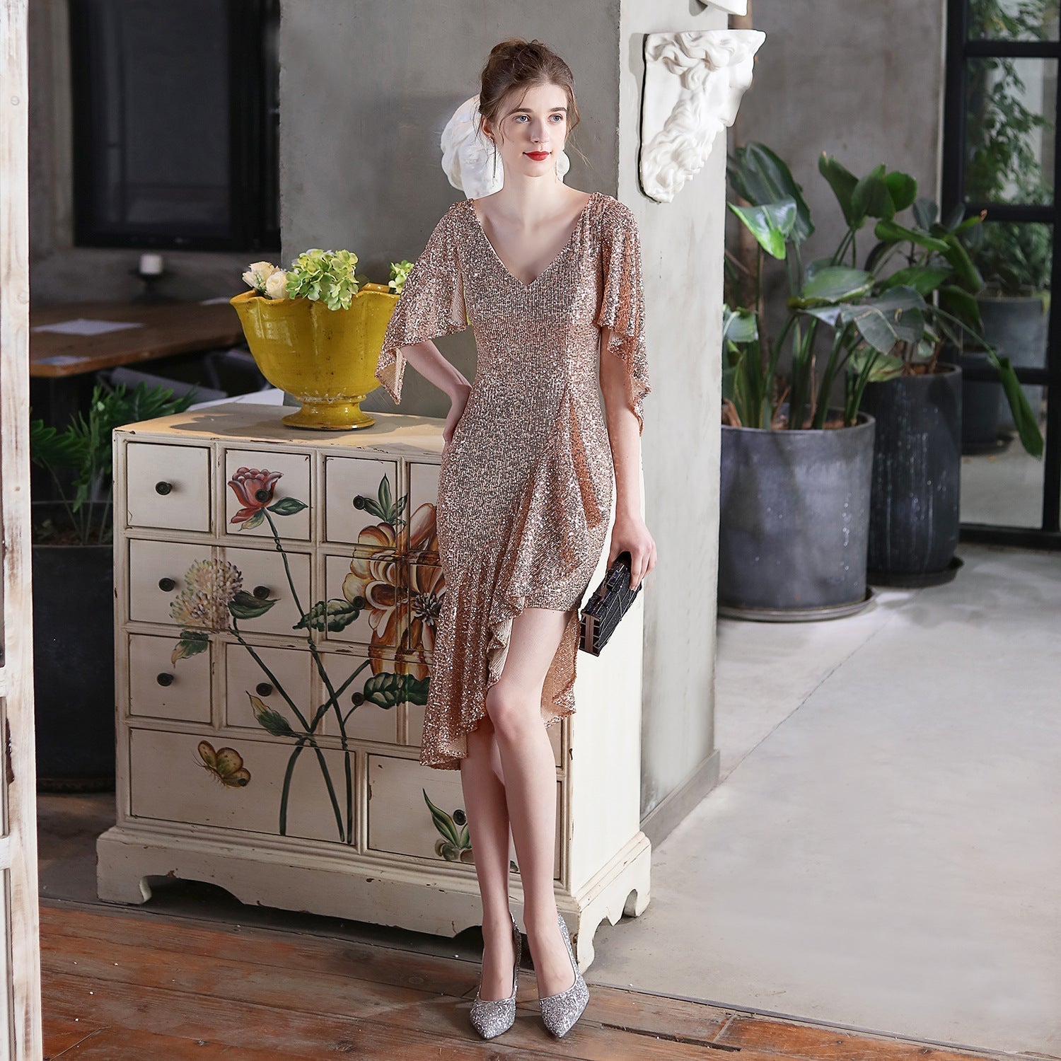 Evening Cocktail Colorful Sequin Short Dress Party Gathering Small Dress Fairy
