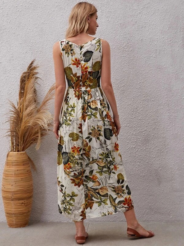 Lester Flower Smocked Midi Dress