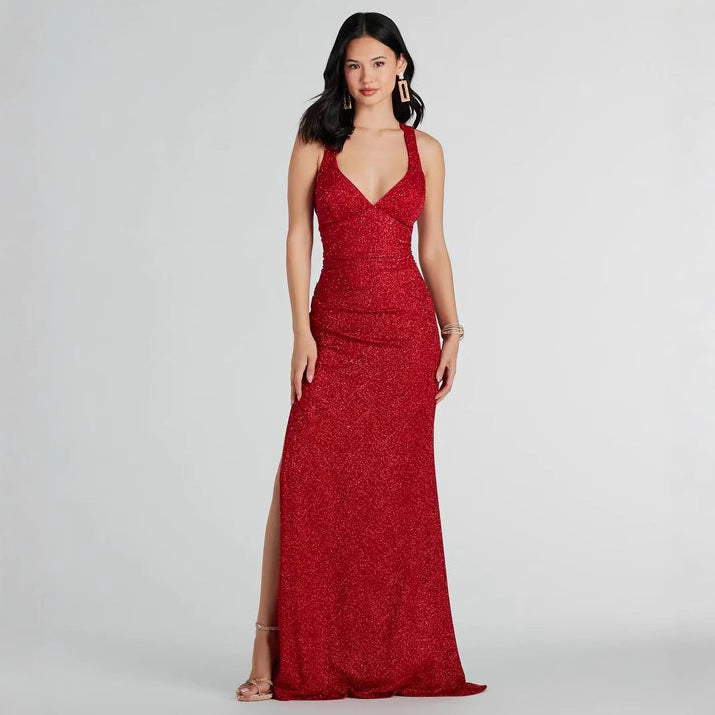 Women Clothing Chic Backless Lace up Dress All Matching Maxi Dress