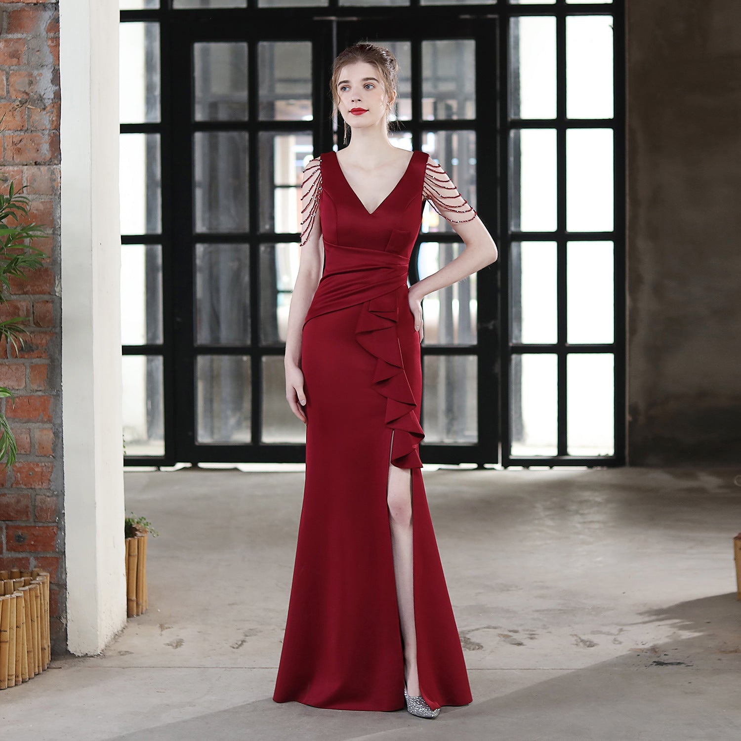 Toast Dress Bride Extended Sling Appreciation Dinner Slim-Fit Fishtail Wedding Car Model Exhibition Dress
