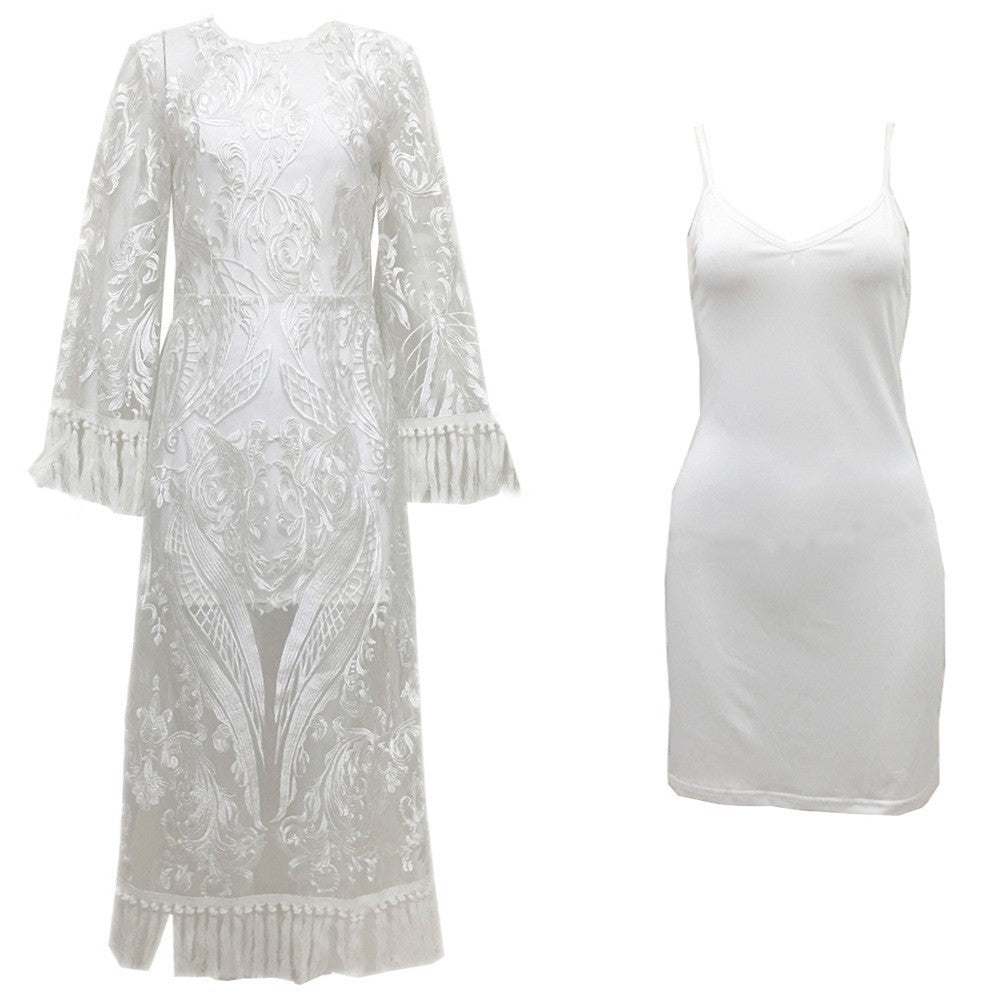 Women Clothing Beaded Dress Lace Embroidery Wedding Celebration Dress Cocktail