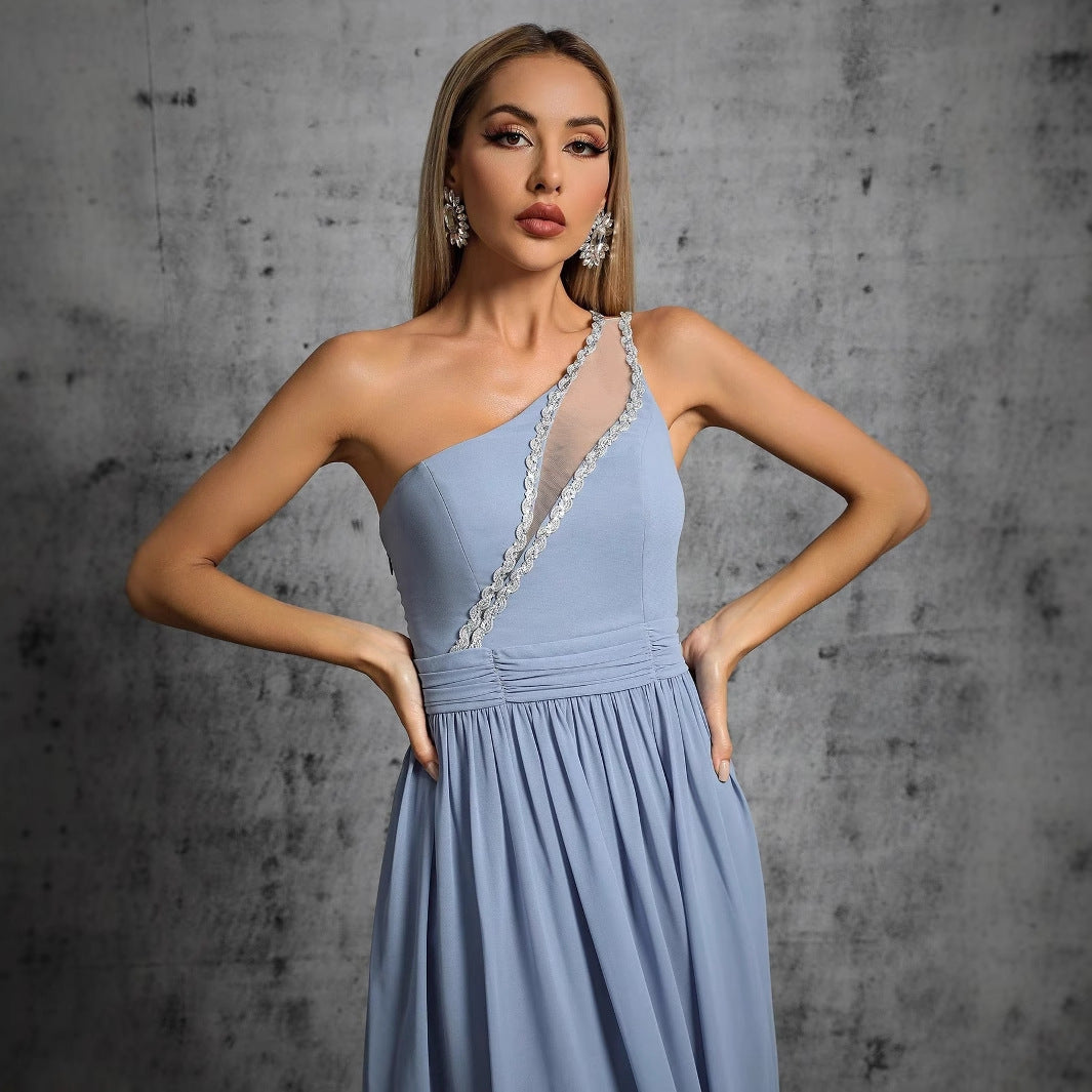 Dress Evening Annual Meeting One Shoulder Cocktail Dress Bridal Cocktail Performance Toast Dress Adult Ceremony Annual Party Evening Dress