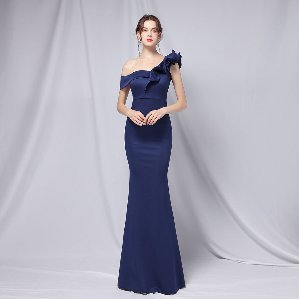 off-Shoulder Banquet Evening Dress Maxi Party Long Refined Slim Sexy Fishtail Dress Formal Gown